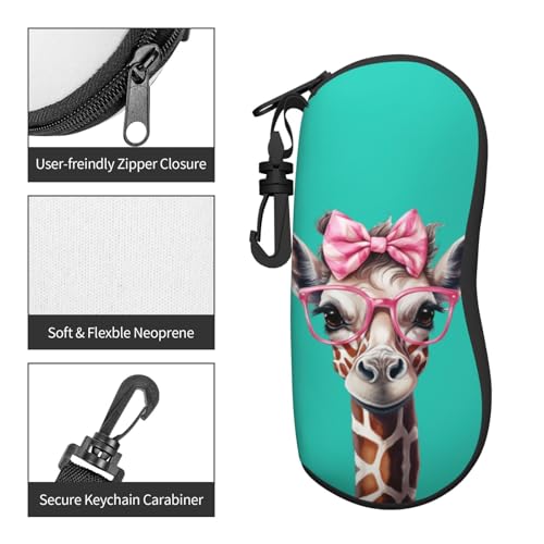 Image of Sunglasses Soft Case Lightweight Neoprene Zipper Glasses Case Portable Eyeglasses Pouch Box with Belt Clip