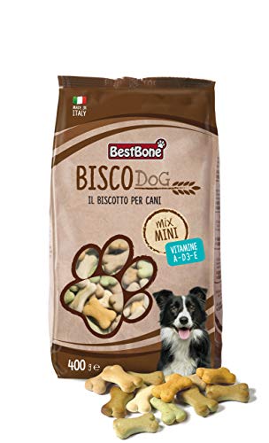 Biscottini al gusto di pomodoro, spinaci, carruba, vaniglia; con vitamine a-d3-e