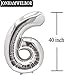 Jonhamwelbor 60 Number Balloons Silver 60 Number Big Large Giant Jumbo Foil Mylar Balloons for Women Men Party Supplies 60 Anniversary Events Decorations