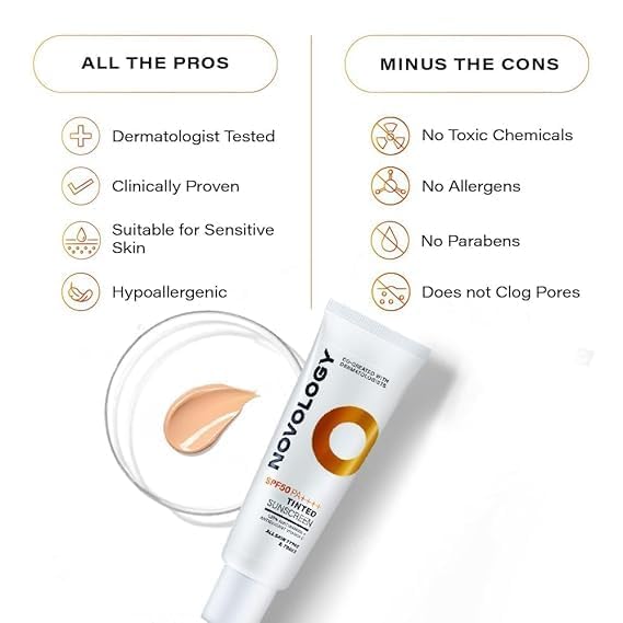 Generic No.volog.y SPF 50 PA++++ Tinted Sunscreen for Pigmentation, Dark Spots and Acne Marks | Blends into Natural Finish | For All Skin Types | 50 g