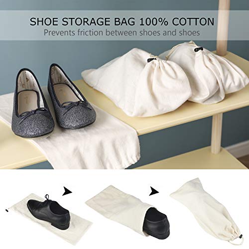 PlasMaller Shoe Storage Bags 100% Cotton with Drawstring for Men and Women for Travel Protecting and Storing Shoes2