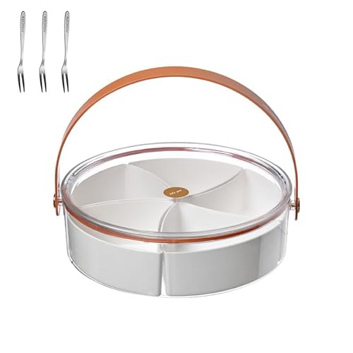 JOSUCLEN Bandeja de servir dividida com tampa, travessas de lanche portáteis, organizador de recipie