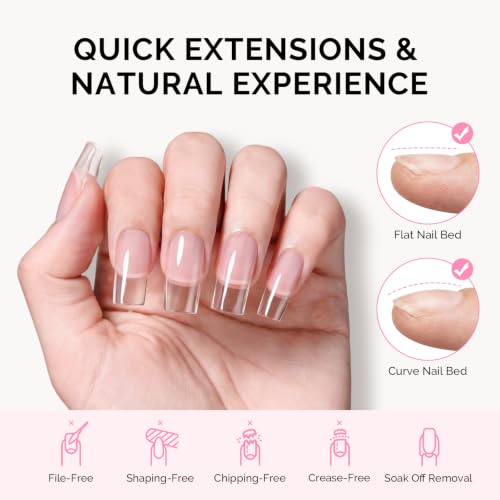 Image of MelodySusie Medium Square X Nail Tips - 16 Sizes 160 Pcs | Pre-Shaped Soft Gel,Half Matte Full Cover Clear Acrylic Press on Nails for DIY Extension&Salon,Long-Lasting Manicure