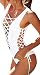 Zero City Bathing Suits Women One Piece Front Side Lace Up Monokini Swimsuits White M