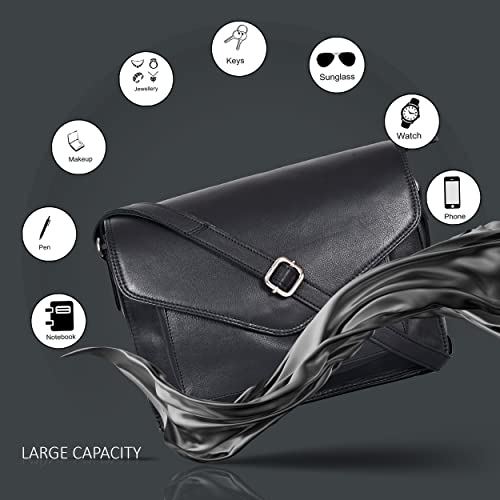 Leather Flapover Crossbody Handbag Purse for Women with Adjustable Strap & Overflap Snap Closure Tote/Bag4