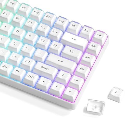 Image of Womier White Jelly Keycaps, Shine Through Keycaps for Mechanical Keyboard | OEM Profile Keycaps Set, 113-Key Custom Keycaps for 60%,75%,100% Keyboards with Cherry /Gateron MX Switches-White