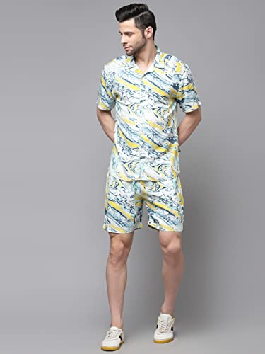 Image of Rigo Printed Co-Ord Set for Men's | Casual Shirt & Shorts Night Suit Set | Lounge-wear Nightdress Pajama Set for Men's | Night Wear, Beach Wear, Vacation Wear Outfit