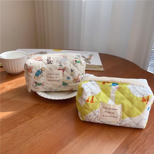 uekeboag Cute Small Quilted Cotton Makeup Pouch for Women and girls,Coquette Quilted Toiletry Bag,Animal Coquette Mini Bag, Kawaii Travel Cosmetic Bags(05Puppy)4