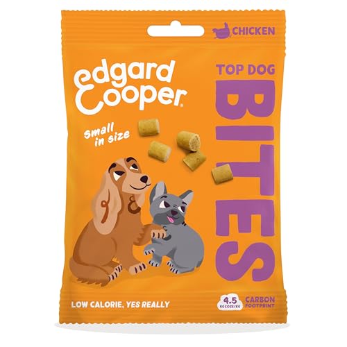 Edgard Cooper Premios para Perros, (Pollo, 1 x 120g), Pequeño, Bocaditos para Campeones, Sin Cereales, Carne Fresca, Llena de aminoácidos Esenciales para un estómago Sano