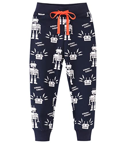 Tlaenson Boys Sweatpants, 2 Pack Cotton Toddler Boy Pants Drawstring Elastic Cartoon Robot Car Joggers Toddler Sweatpants For Kids, 6 Years #TOP1
