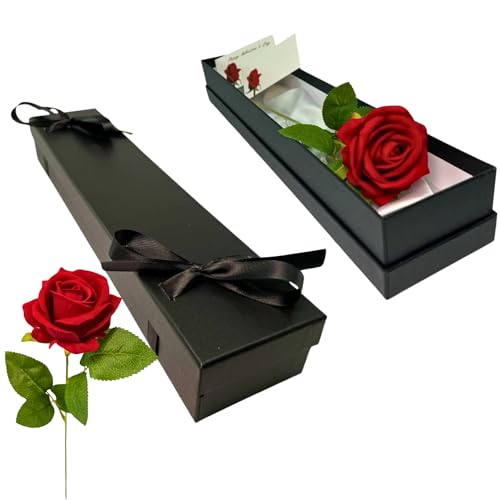 Rose Flowers Gift Box - A Romantic and Timeless Single Red Rose Present for Girlfriend, Wife, Boyfriend, Husband