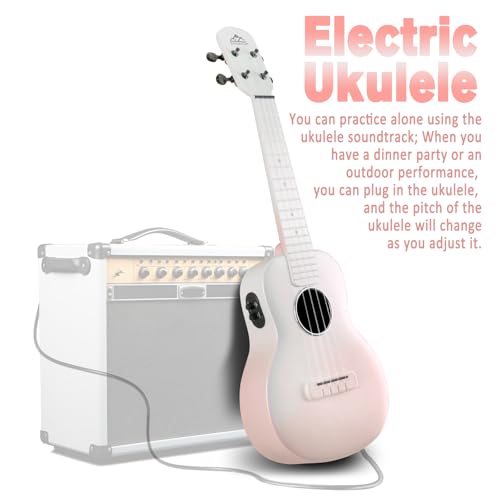 Electric Concert Ukulele, EASTROCK Carbon Fiber 23 Inch Ukelele Kit for Student Adult Professional, Beginner Uke with Accessories, Gradie...
