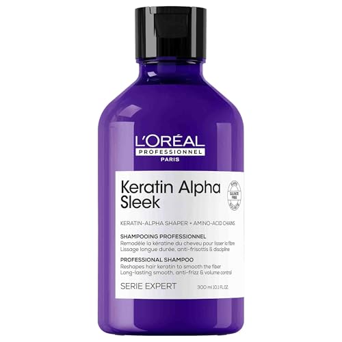 LOréal Professionnel Keratin Alpha Sleek Shampoo für langanhaltende Geschmeidigkeit Frizz- und Volumen-Kontrolle mehr Feuchtigkeit und Glanz 300ml