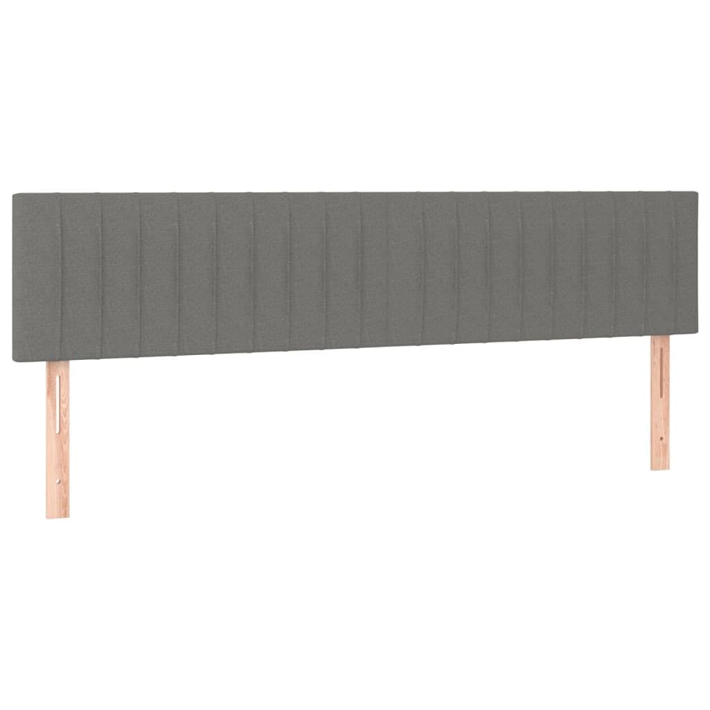 tkanina oddychająca regulowany zagłówek szary 200x200 cm | Łóżko kontynentalne z materacem sprężynowym 200x200 cm ciemnoszary tapicerowany zagłówek regulowany sztywny