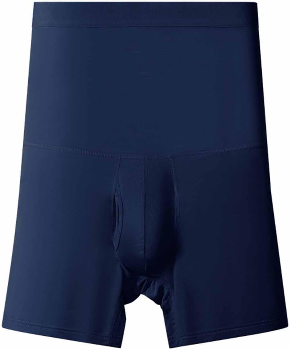 Men's Long Leg Boxer Briefs with Fly Stretch Underwear for Men
