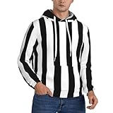 Nssbvnm Sudadera con capucha para hombre con estampado de rayas blancas y negras para invierno, L