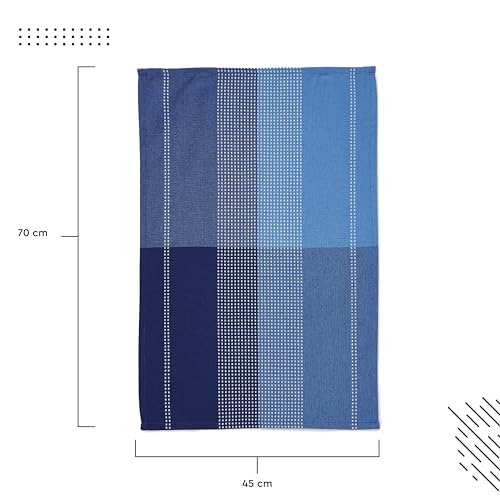 Image of Encasa XO Cotton Kitchen Towel Set - Super Absorbent 70x45 cm Tea Towels & Dish Cloths for Washing Up, Drying Dishes, and Cleaning - Ultra Soft and Durable - Pack of 4 - Blue