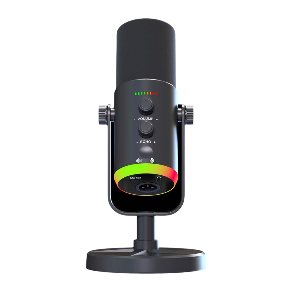 Microphone USB RGB à condensateur avec éclairage pour ordinateur noir - 8