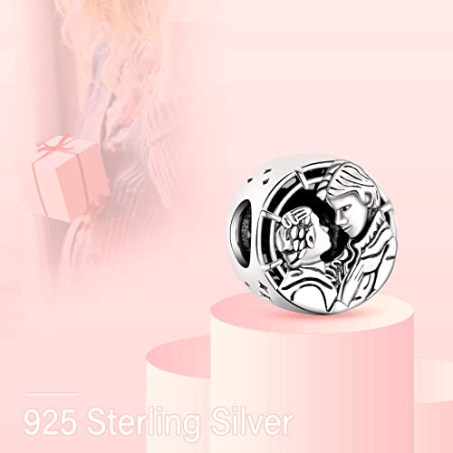 Han Solo & Princess Leia Kiss Charms 925 Sterling Silver Openwork Bead for Bracelets3
