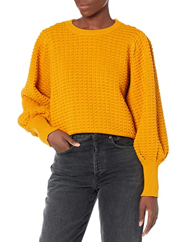 French Connection Women's Mozart Balloon Sleeve Popcorn Sweater, Calluna Yellow, M #TOP24