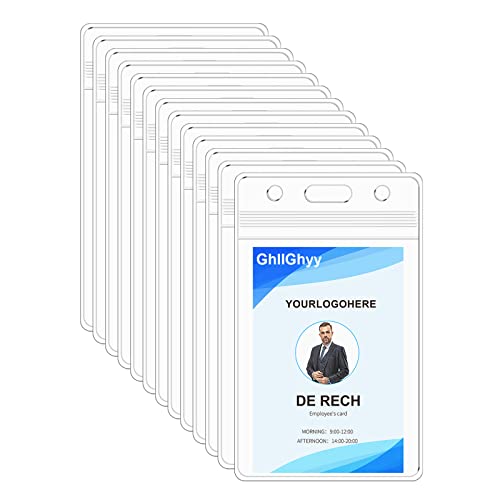50 PCS Vertical Transparent Id Badge Holders,PVC Card Holder,Sealable Waterproof Zip Type Plastic Protector Holder,2.83x4.6 Inch Business Id Card Holder (50)