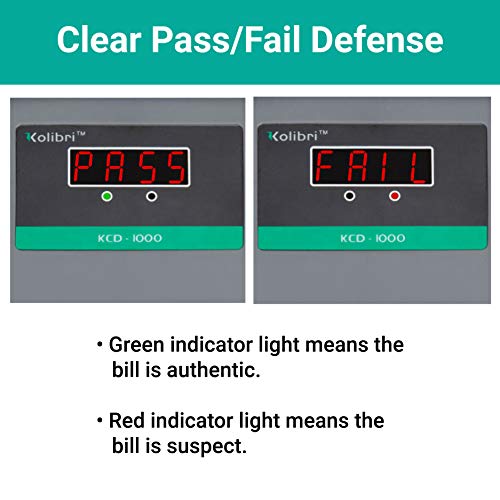Kolibri KCD-1000 4-Way Orientation Portable Fake Currency Reader/Detector with Ultraviolet, Magnetic and Infrared Counterfeit Detection, Easy Pass/Fail Indicator