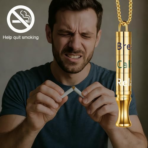 BOLAGTIER Anxiety Fidget Breathing Smoking Cessation Necklace, Gold — view 2