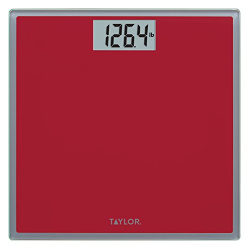 Taylor Digital Glass Bathroom Scale (Crimson w/ Grey Trim)