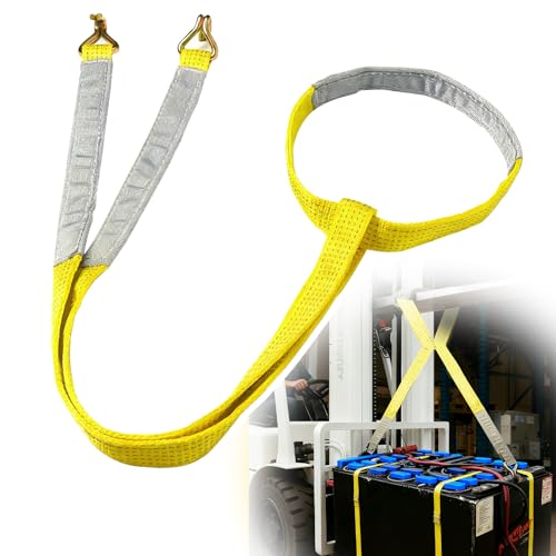 Heavy Duty Industrial Forklift Battery Lifting Sling Beam, 2 Inch x 5 ft 2-ply Recycled Polyester Carrying Sling Webbing with 12