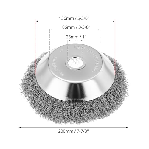 QWORK® Unkrautbürste, 200 x 25.4MM Wildkrautbürste, Drahtbürste für Rasentrimmer, Motorsense, Rasentrimmer