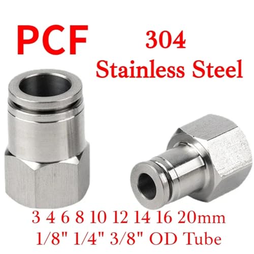 Accesorio neumático 1/4 hembra SUS304 para acople rápido de tubo de 8mm OD 6
