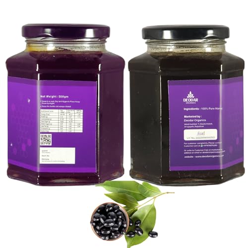 Deodar Organics 100% Pure Jamun Honey No Additives Or Preservatives | (1 KG) | Unheated | Organic, Raw, and Unprocessed | For Diabetes | Low Glycemic Index Honey from the Jamun Orchard