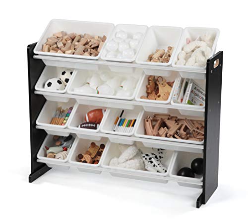 Image of Humble Crew Supersized Toy Storage Organizer with 16 Removable Bins, Black /White - Large Toy Storage for Toddlers Ideal for Kids' Rooms, Playrooms, and Nurseries - Modern Toy Bins for Kids