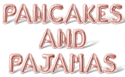 Letter Balloons - PANCAKES AND PAJAMAS 16" Inch Alphabet Letters Foil Mylar Balloon Bachelorette Party Banner (Rose Gold)