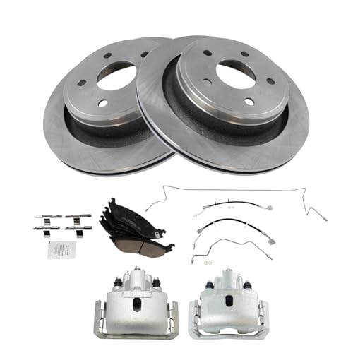 Image of TRQ Rear Brake Pad & Rotor Kit Ceramic Compatible with 2009-2010 Dodge Ram 1500