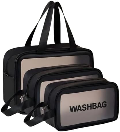 Kit 3 Necessaire Feminina Viagem Praia PVC Impermeável Zíper Gran...