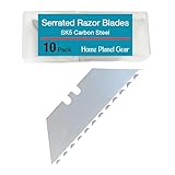 Serrated Blades for Utility Knife – Ten Pack Heavy Duty SK5 Saw Razors for Box Cutter Replacement in Convenient Storage Box – Serrated Edge Razors 10 Pack, Standard Size - Fits Most Cutters & Knives
