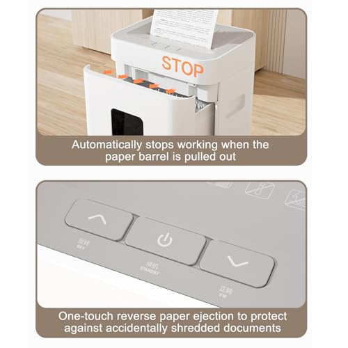 Wytrzymała niszczarka papieru do użytku domowego i biurowego, automatyczne wykrywanie, pojemność 8 arkuszy, kosz wysuwany 23 l, zwrot papieru One-Touch, efekt niszczenia 2 x 12 mm