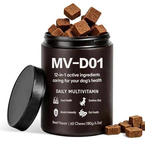 DM-01 Daily Multivitamin for Dogs - Advanced Hip & Joint Support Boosts Immune System & Digestion Promotes Skin Coat & Organ System Health Enhances Activity & Mood 60 Chews