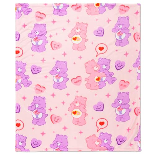 Image of Franco Care Bears Love-A-Lot & Share Bear Valentine's Day Kids Throw Blanket, Super Soft Silk Touch, 40" x 50", (Officially Licensed Product)
