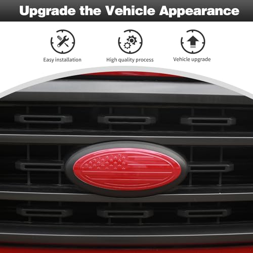 Image of CheroCar for F150 Emblem Cover Trim,Logo Back Badge Decoration Cover Trim Compatible with Ford F150 F-150,Red