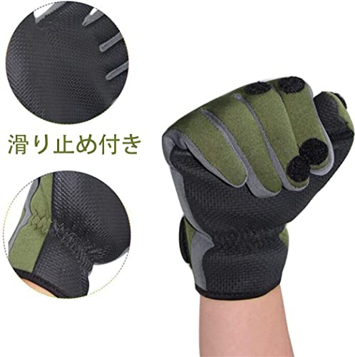 釣り手袋 釣りグローブ 指切り 指2本出す フィッシング グローブ 滑り止め 防寒 手袋 調節可能 (L) 4枚目