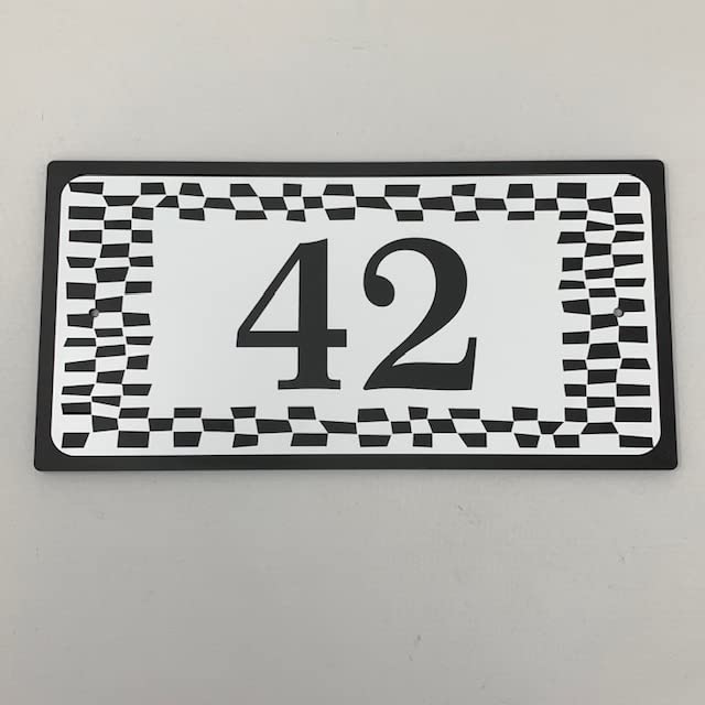 Comfort House Personalized Address Sign - Custom Address Plaque With Decorative Checkered Border Displays Your House Number # RB1206004