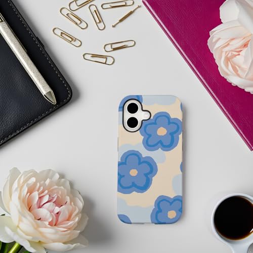 Coque iPhone 16 MagSafe bleu sarcelle à motif fleurs - 6