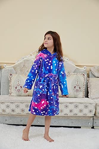 Ruiuzioong Kids Girls Soft Bathrobes,Girls Bathrobe FleeceUnicorn Sleepwear for Gifts