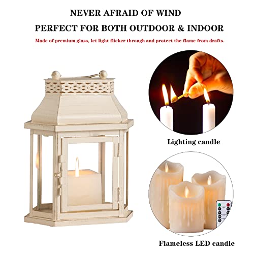 Decorkey Candle Lantern Decorative, Flat Hex Hanging Spring Home Decor, Vintage Metal Decorative Candle Lanterns For Outdoor Patio Wedding Party Beigewith Copper Brush… #TOP5