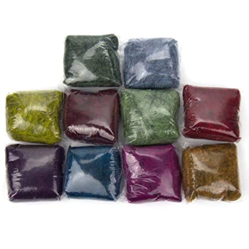 Image of Revolution Fibers Himalayan Range Wool Roving Variety Pack | 10 Luxurious Blended Colors of Corriedale Fleece Fiber | Perfect for 3D Needle Felting, Wet Felting & Spinning