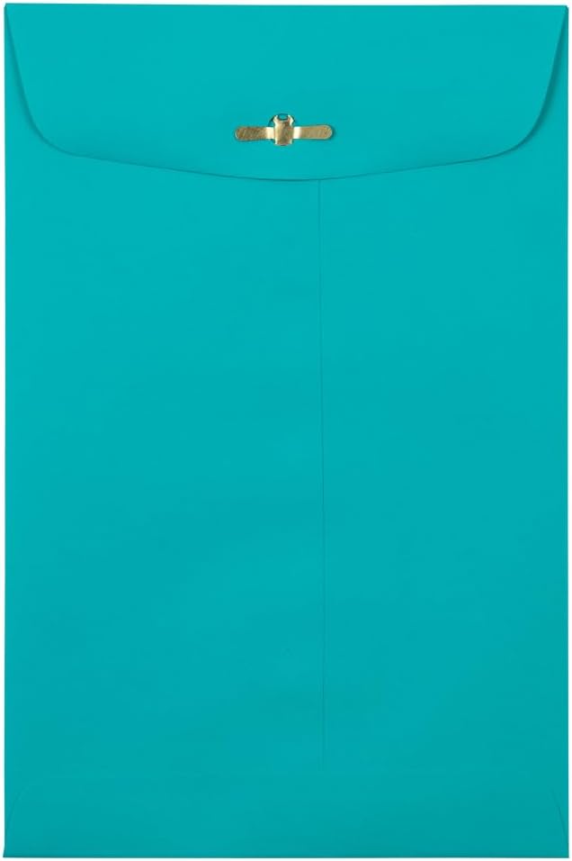 JAM PAPER 6 x 9 Open End Catalog Colored Envelopes with Clasp Closure - Sea Blue Recycled - 50/Pack