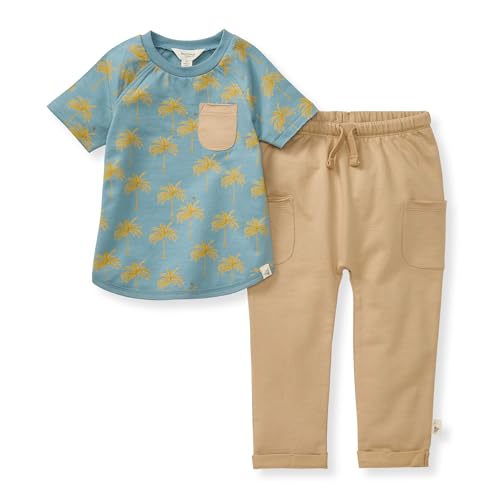 Burt's Bees Baby Baby Boys' Shirt and Pant Set, Top & Bottom Outfit Bundle, 100% Organic Cotton
