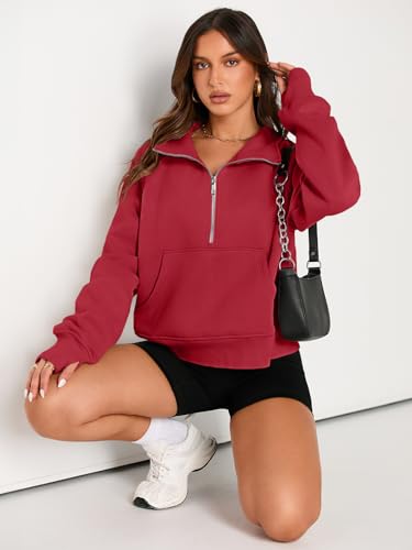 Image of AUTOMET Womens Sweatshirts Half Zip Cropped Pullover Fleece Quarter Zipper Hoodies 2026 Fall Fashion Outfits Clothes